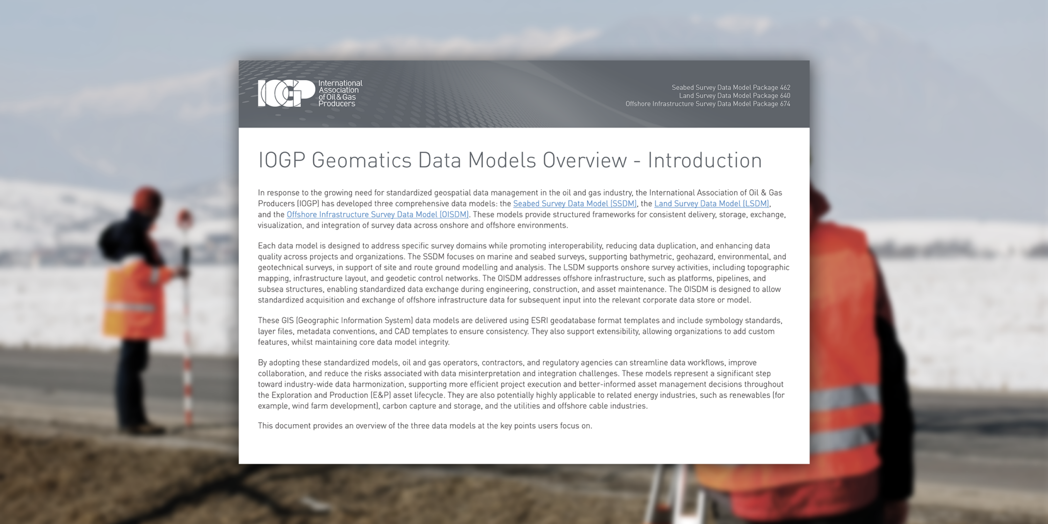 IOGP Geomatics Data Models Overview
